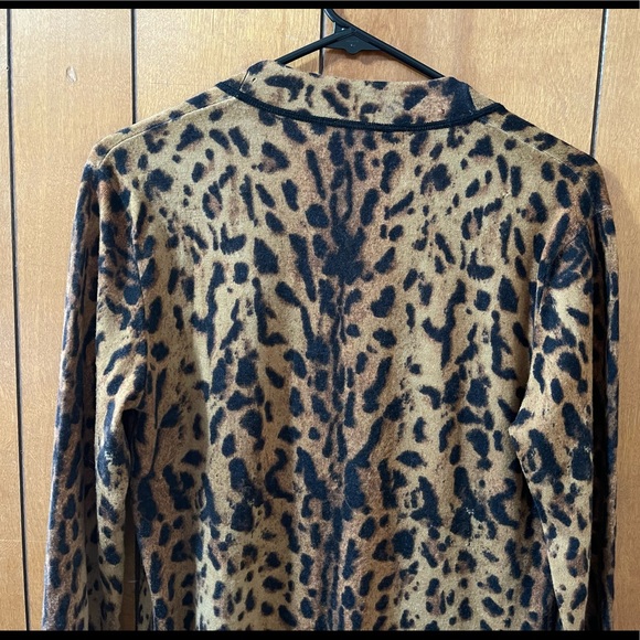 Tory Burch Leopard Print Cardigan Sweatshirt Sweater Coat Jacket Long Sleeve S - Picture 6 of 10